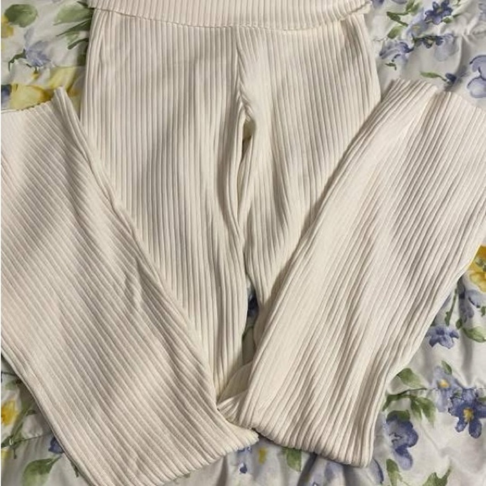 Wild Fable Cream Ribbed Wide Leg Pants